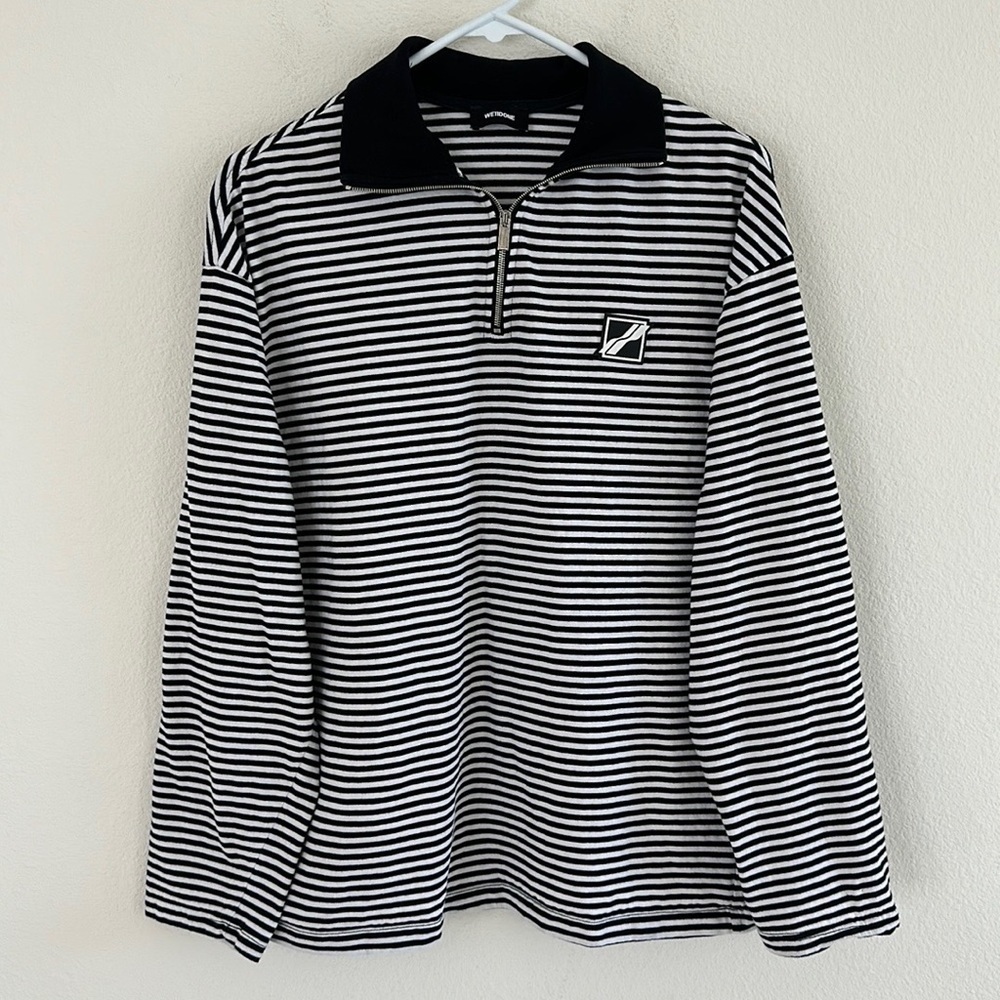 We11done Black & White Logo Half-Zip Sweater